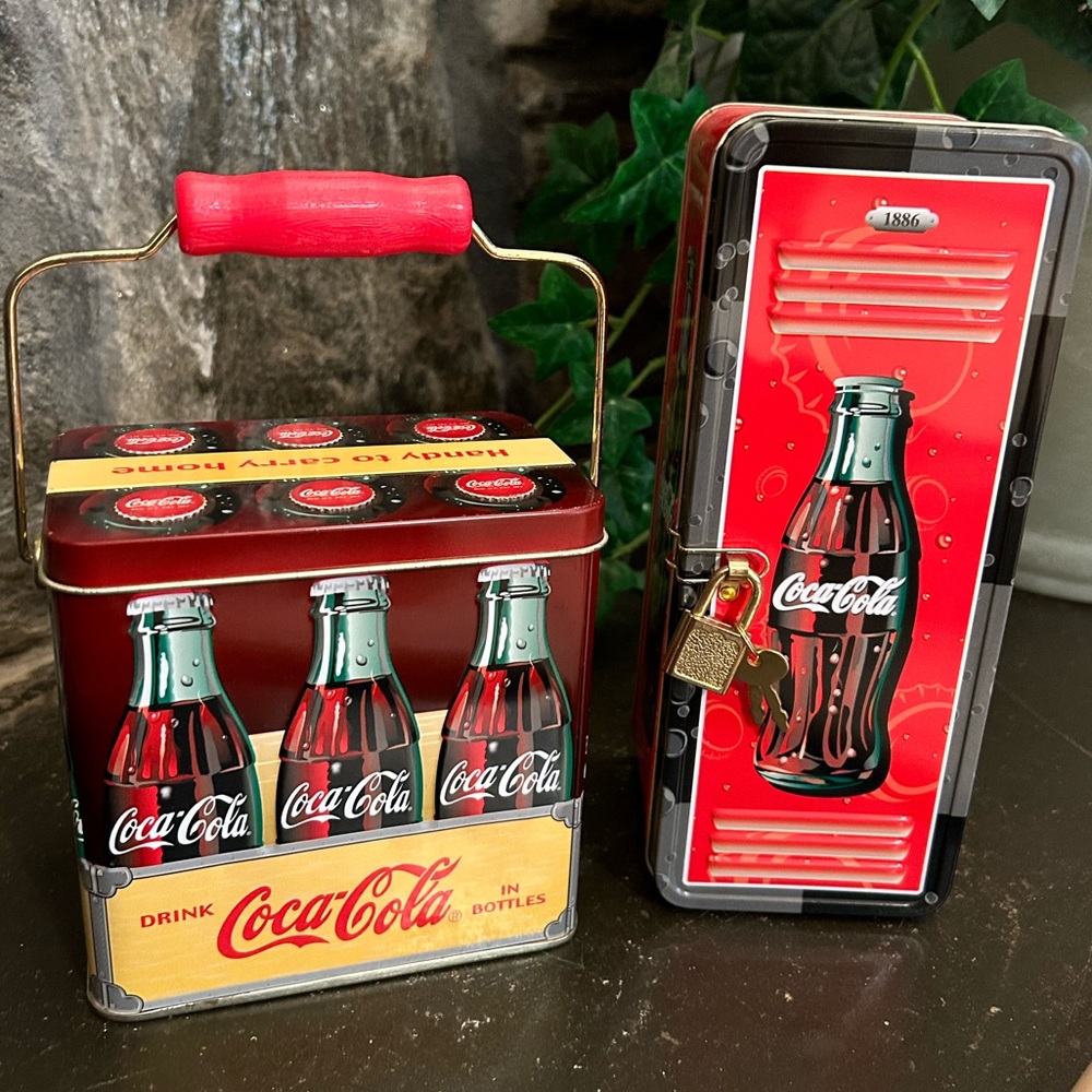 2pk Coca-Cola tin containers